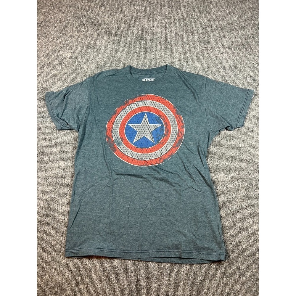 Marvel Captian America Shield T Shirt Gray Sz Medium Vintage Look